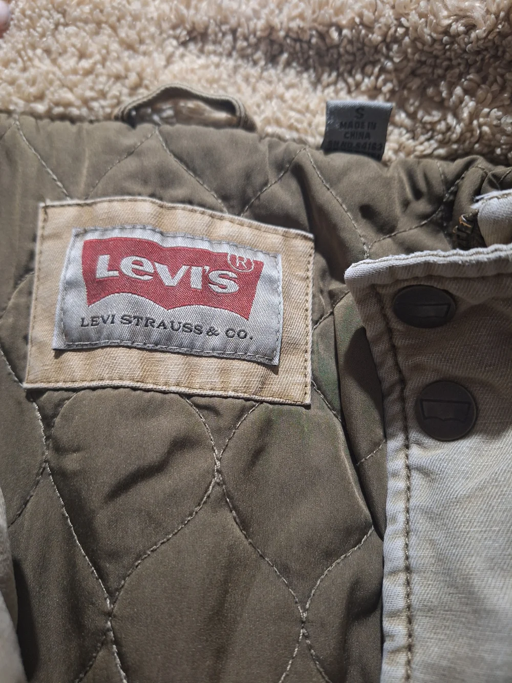 Levi's Men's Khaki Canvas Sherpa Collar Field Jacket